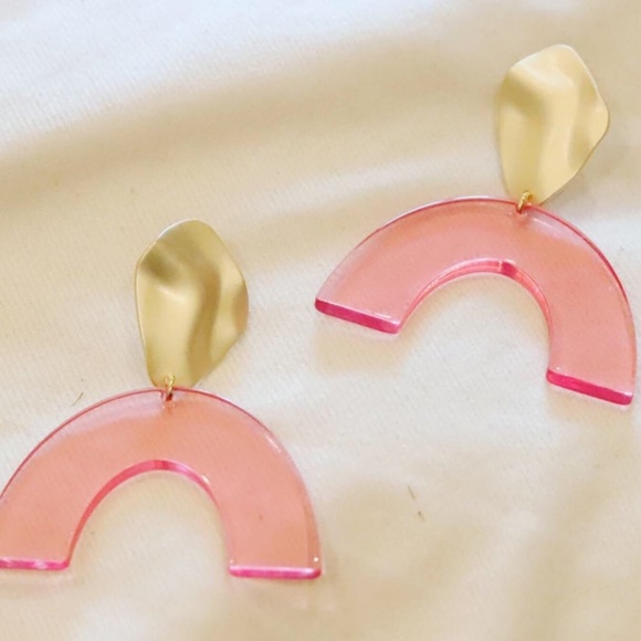 Acrylic Arc Statement Earrings - Picture 2 of 6